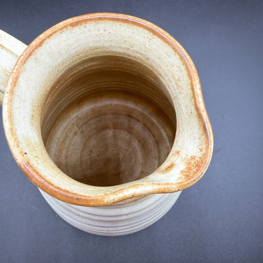 Vintage Handmade Studio Art Pottery Stoneware Beehive Pitcher Signed 7.5